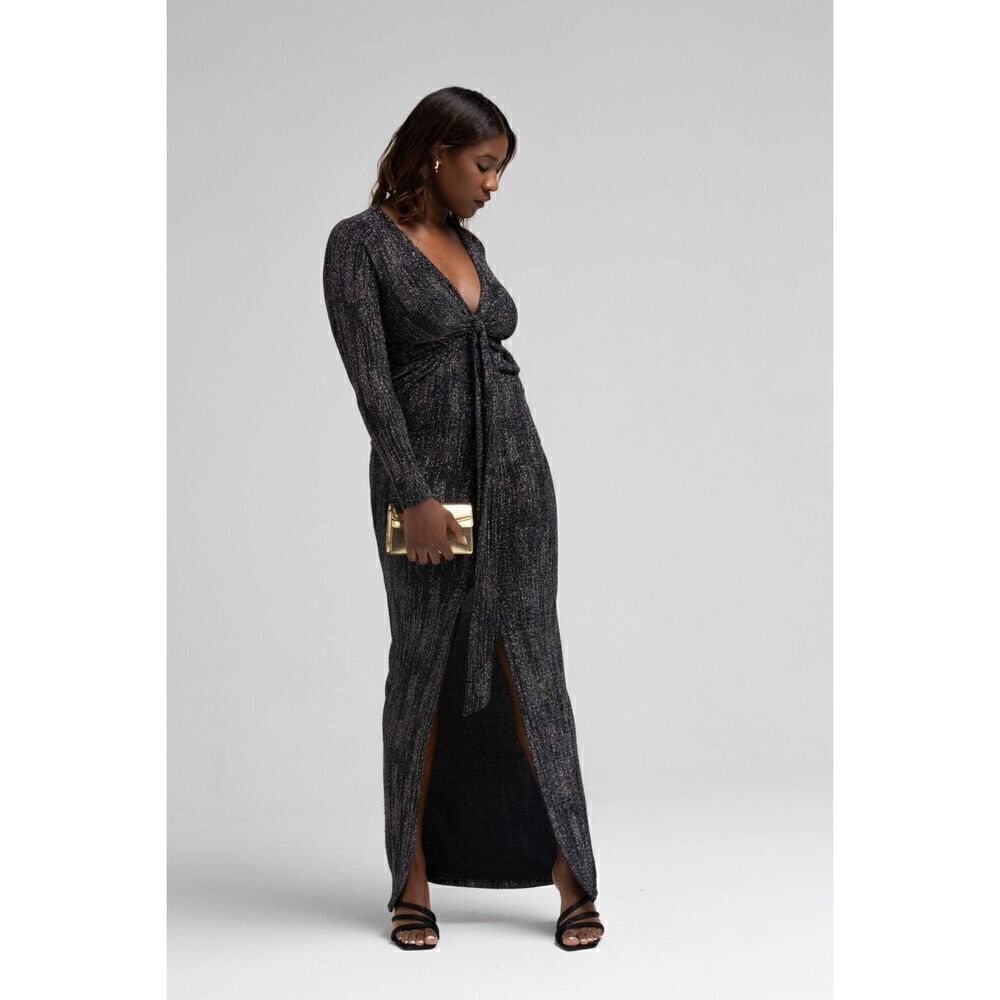 NWT woman’s MARCIANO glittery THE PARIS EVENING maxi front slit DRESS sz xs